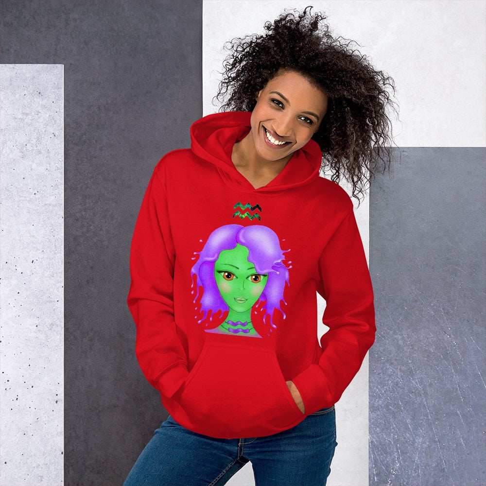 Athletic Casualwear Hoodie for Women- Aquarius Sun Sign. WickedYo.